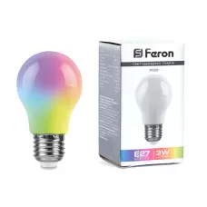 Лампа светодиодная Feron LB-375 E27 3W матовый RGB плавная сменая цвета
