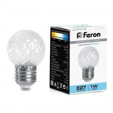 Лампа-строб Feron LB-377 Шарик прозрачный E27 1W 6400K