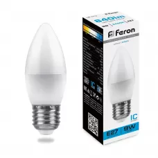 Лампа светодиодная Feron LB-570 Свеча E27 9W 6400K