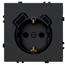 Розетка 1-местная з/ш с/з 16А + USB + Type C (механизм), Stekker, 250В, 20W, серия Эмили, черный уголь, soft-touch, RST16-5119-05