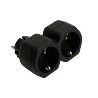 Разветвитель сетевой 2-местный с/з STEKKER ADP16-12-21, 250V,16A, ABS огнеустойчивый пластик, черный